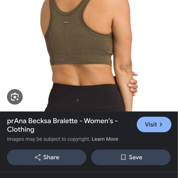 prAna Becksa Bralette, Mink Heather Gray Ribbed Crop Top Cropped Tank S Small - Picture 2 of 11